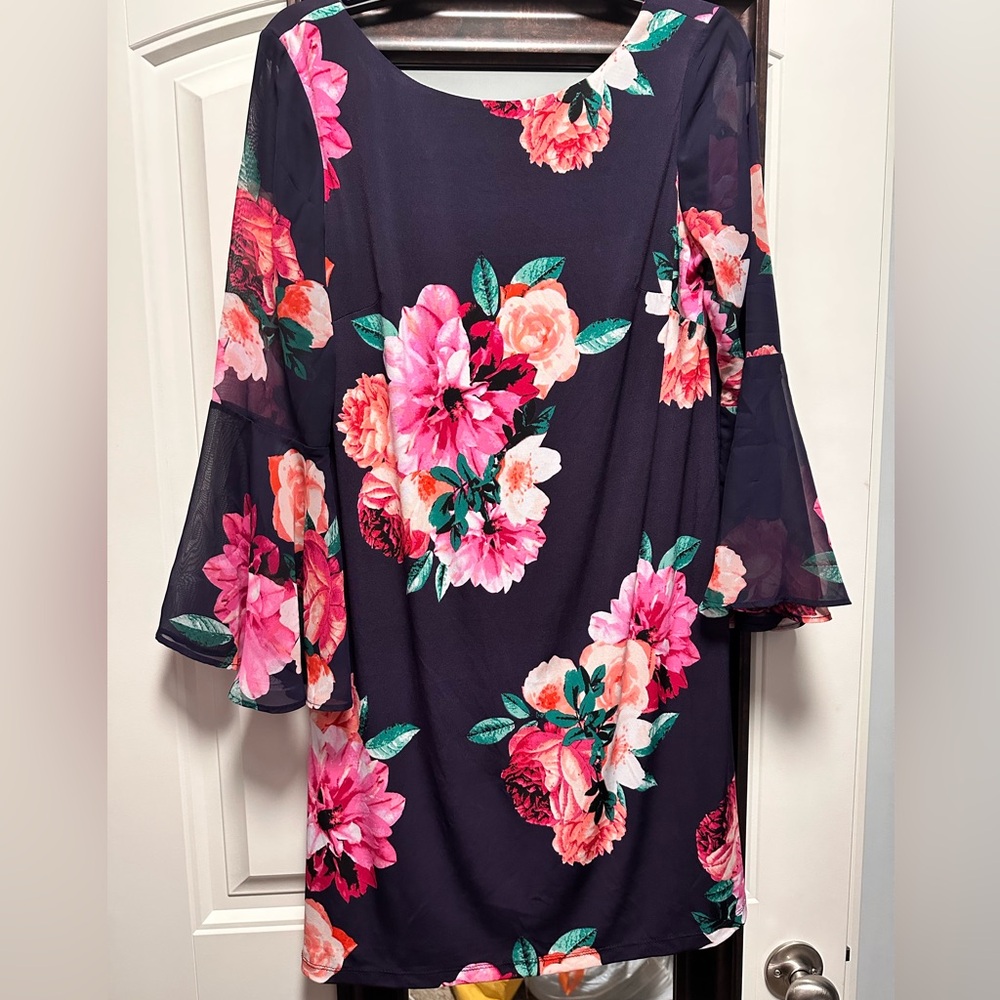 Black and Pink Asymmetrical Midi Dress